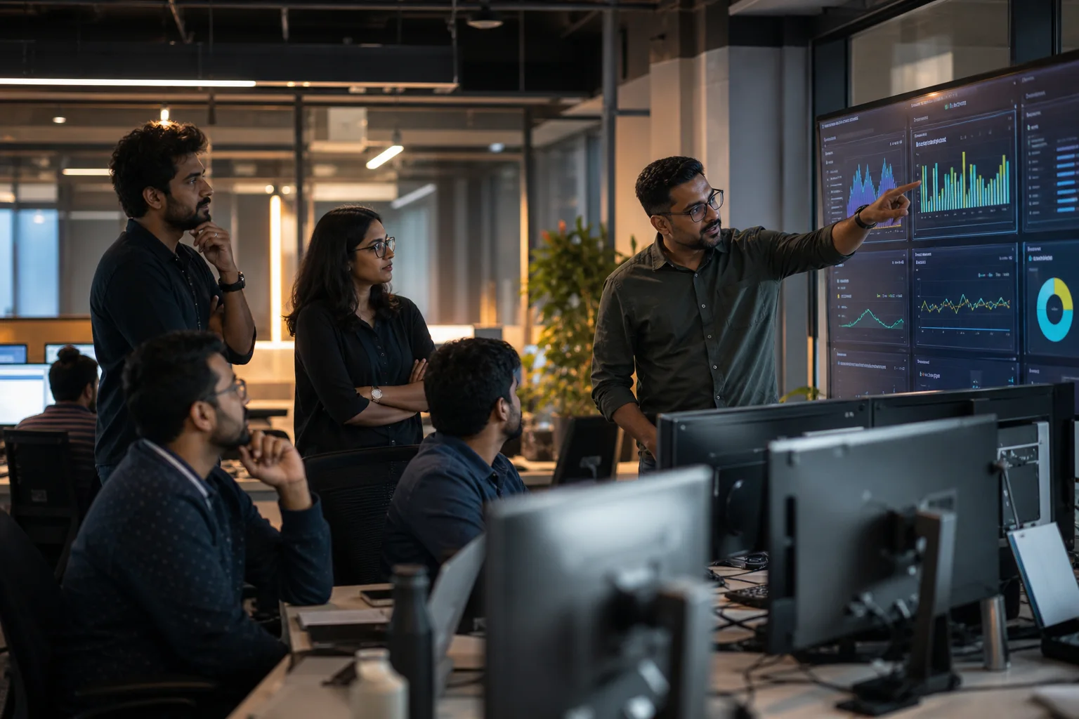 Technology team planning an automated business workflow